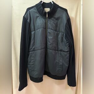 Marvin Richards Men’s Hybrid Knit/Puffer Zip Jacket – Black (XXL/TTG)